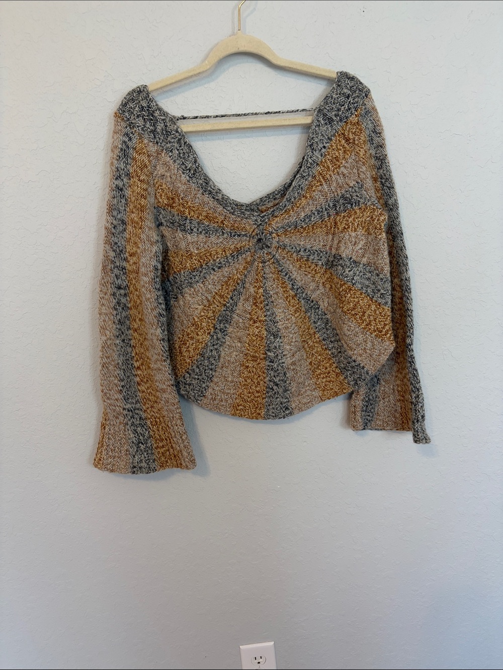 Free People Sunburst Open Back Sweater Rust Gray Size Large - Picture 6 of 7